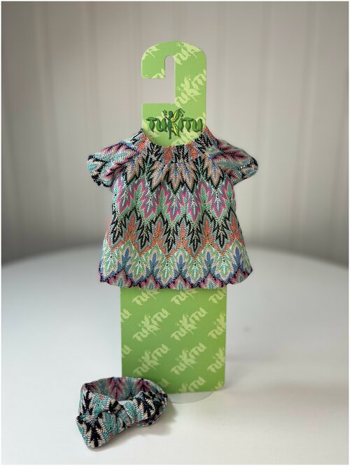 Комплект одежды для кукол и пупсов: трикотажное платье, повязка на голову, арт. 24