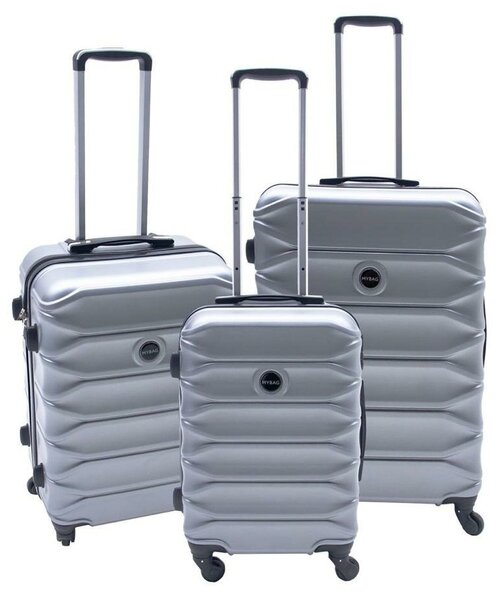 Комплект чемоданов , 3 шт., 91 л, размер S/M/L, серый
