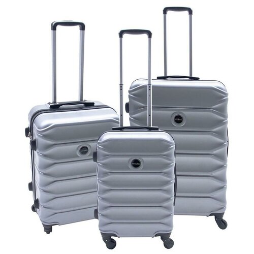 фото Комплект чемоданов , 3 шт., поликарбонат, abs-пластик, жесткое дно, водонепроницаемый, 91 л, размер l, серый bags-art