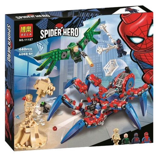 Конструктор Lari (Bela) Spider Hero 11187 Вездеход Человека-Паука, 440 дет. паучий вездеход