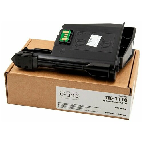 Тонер-картридж e-Line TK-1110 для Kyocera FS-1040, FS-1020MFP (Чёрный, 2500 стр.) с чипом тонер булат s line tk 1120 tk 1110 для kyocera fs 1060 fs 1040 чёрный банка 120 г