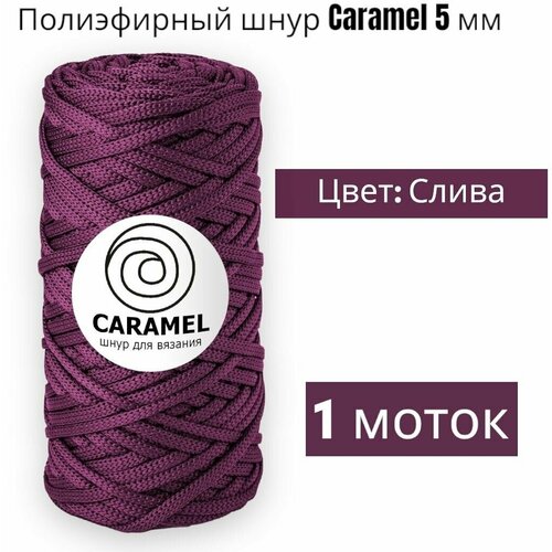 Шнур полиэфирный Caramel 5мм, Цвет: Слива, 75м/200г, шнур для вязания карамель