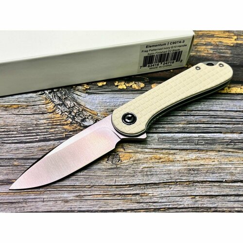 фото Нож складной civivi c907a-3 elementum, d2 blade, frag patterned ivory g10 handle нет бренда