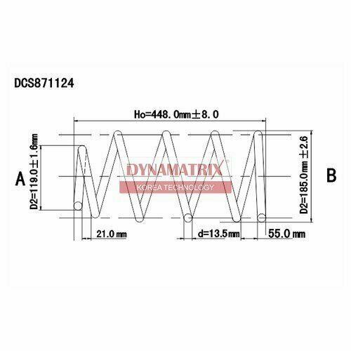 Пружина передней подвески Dynamatrix-Korea DCS871124 для Fiat Marea