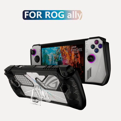 Изображение товара Защитный силиконовый чехол-подставка для ASUS Rog Ally, черный/прозрачный