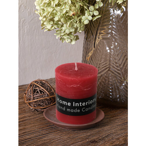 Свеча интерьерная СТОЛБИК РУСТИК для создания обстановки , для уюта красный HOME INTERIORS 60/70 82927596