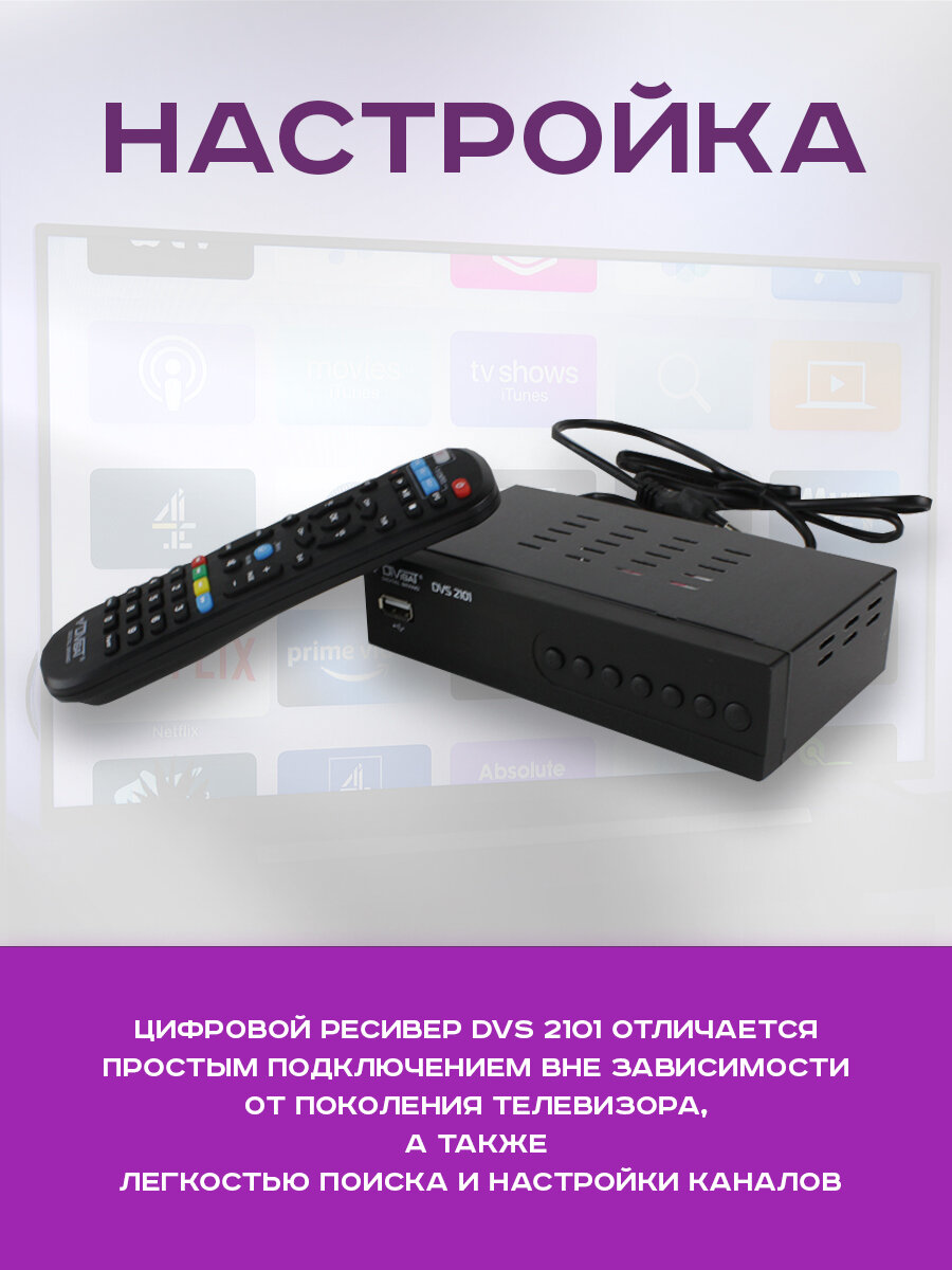 Цифровой эфирный приемник Divisat DVS-T2 - 2101 (H265 T2 Youtube IPTV) для просмотра бесплатного ТВ