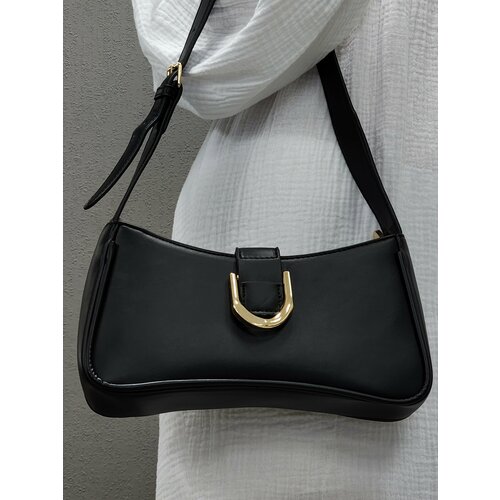 фото Сумка багет evangelina may bagblack2003, фактура гладкая, черный