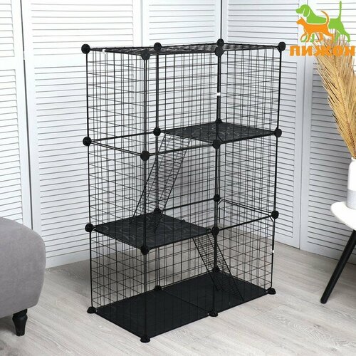 Вольер 24 секции с полками текстильными металлический черный 210 х 210 х 35 см 35 х 35 96044 5623₽