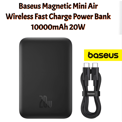 Внешний аккумулятор с беспроводной зарядкой Baseus Magnetic Mini Air Wireless Fast Charge Power Bank 10000mAh 20W с кабелем type-c черный 539900₽