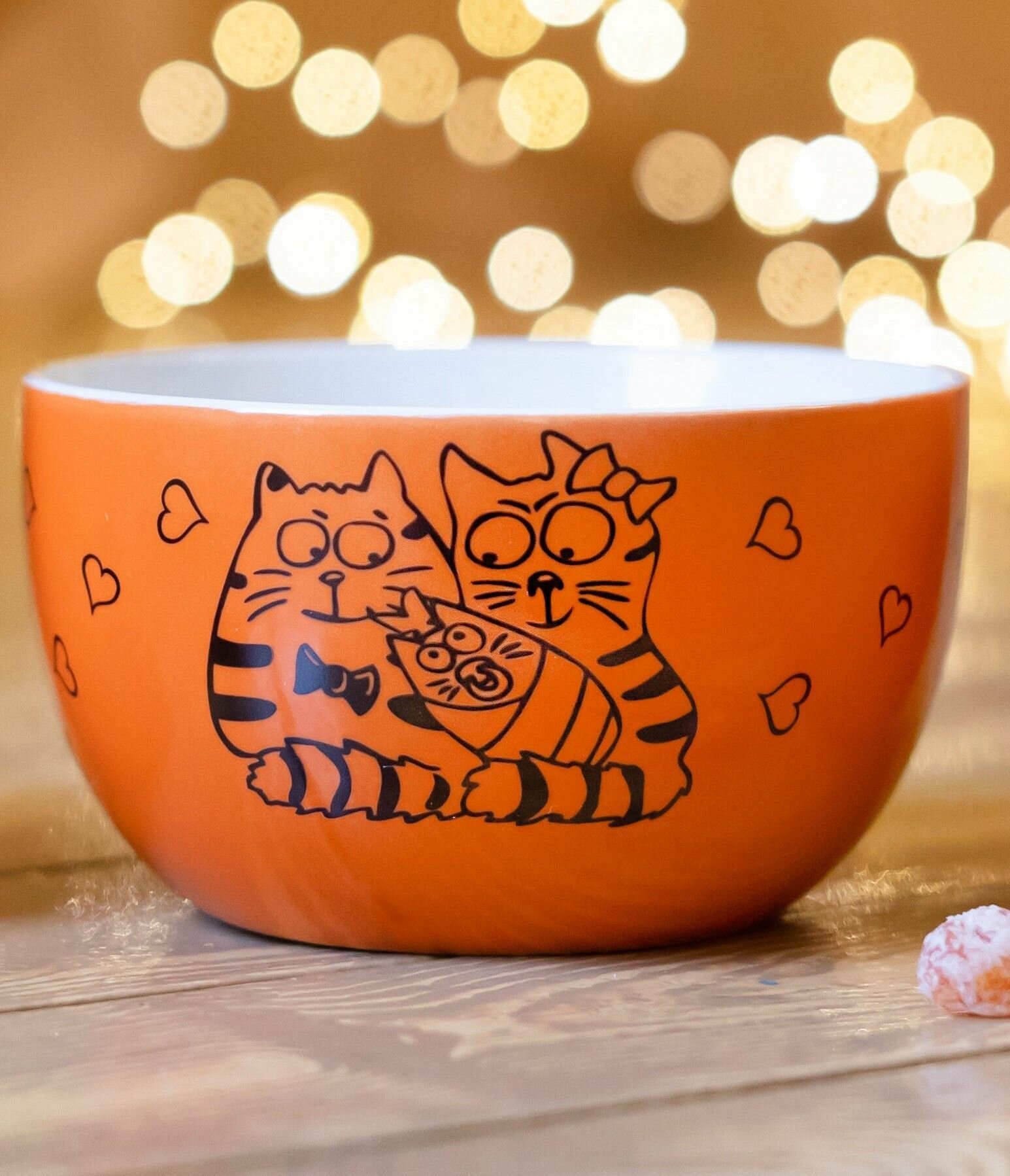 Салатник "Рыжие Коты" федерация, с котами, керамический, 700мл, глазурованный