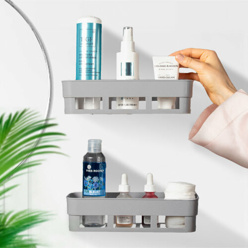 Полка для ванной без сверления, пластиковая Hausland, серый