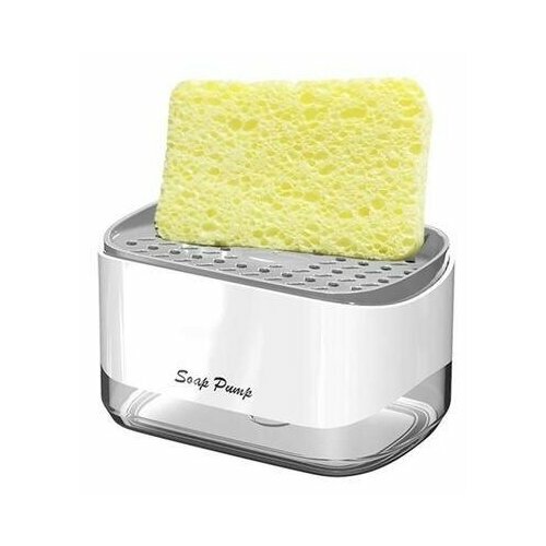 Дозатор для моющего средства жидкого мыла Диспенсер механический с губкой для моющего средства на кухню 279₽