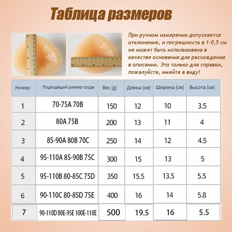 Силиконовый экзопротез молочной железы после мастэктомии, 1 шт,95-110B 80-85C 75D — фото 1