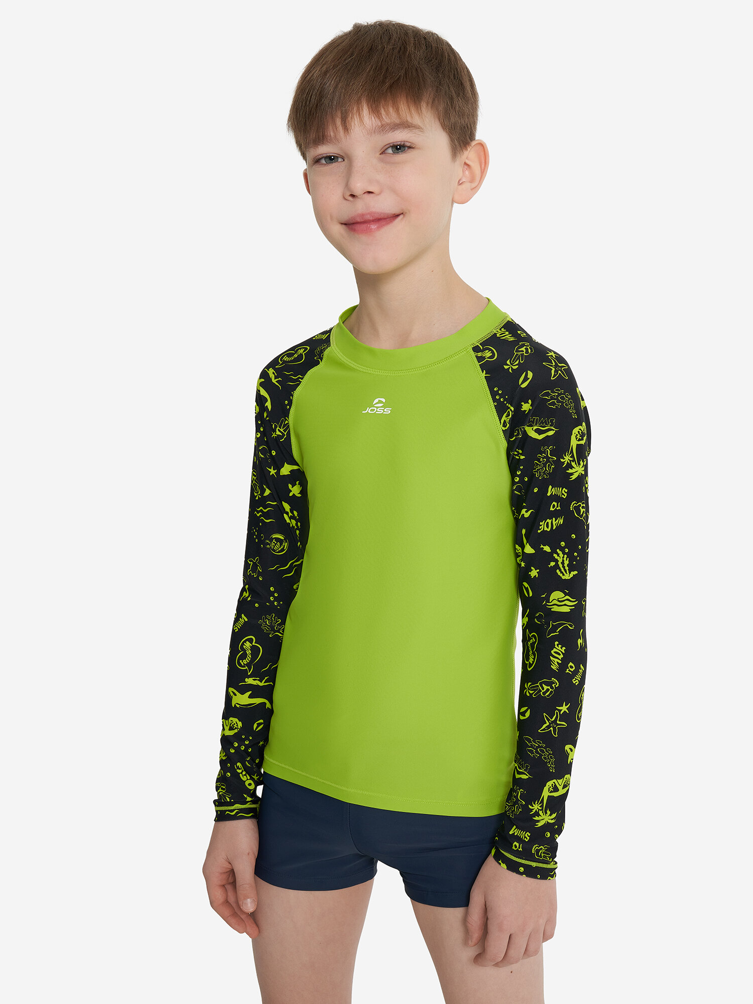 Рашгард Joss Boy's Rash Guard, размер 140, зеленый/черный