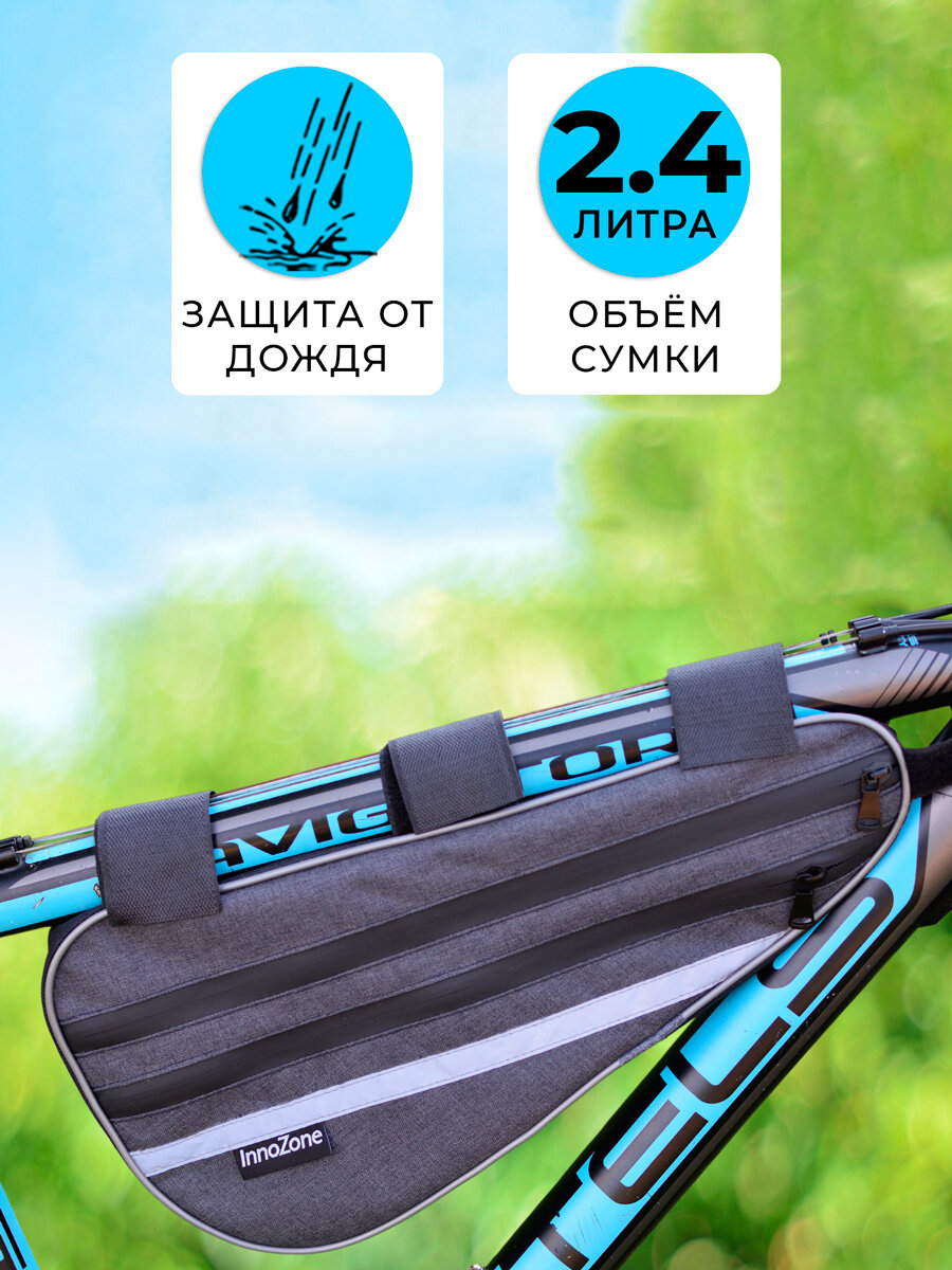 Сумка для велосипеда под раму 40х20х6см InnoZone U-Frame темно-серая