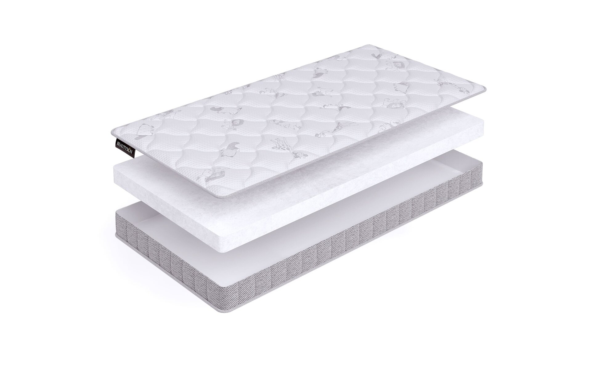 Матрас Beautyson Baby Fiber 8 60х120 высота 8 см анатомический средней жесткости Беспружинный