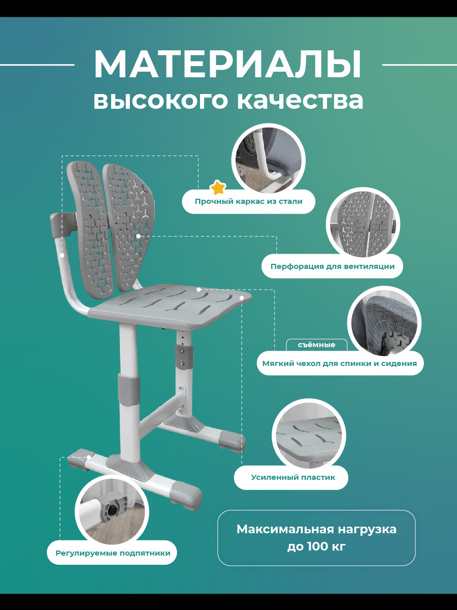 Столы И Стулья Для Детей Xiaomi Комплект детской мебели стол и стул, растущая детская мебель, серый