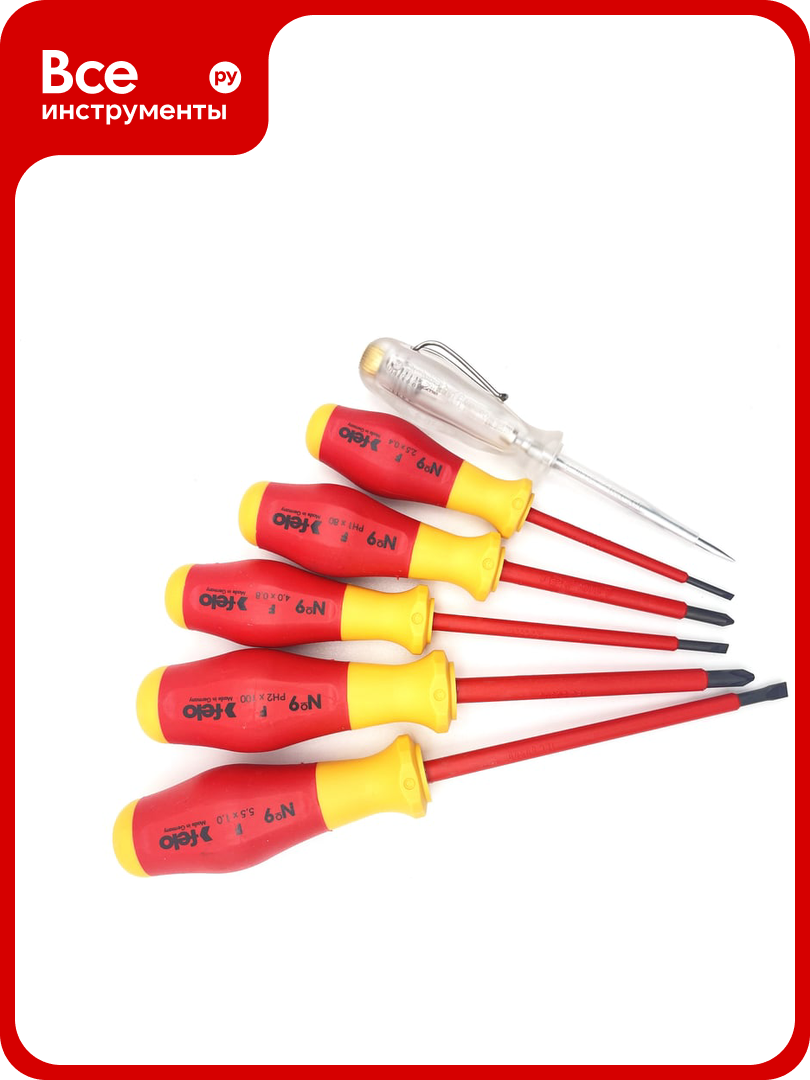 Набор диэлектрических отверток Felo SL/PZ отвертка тестер сети 6 шт 91396198