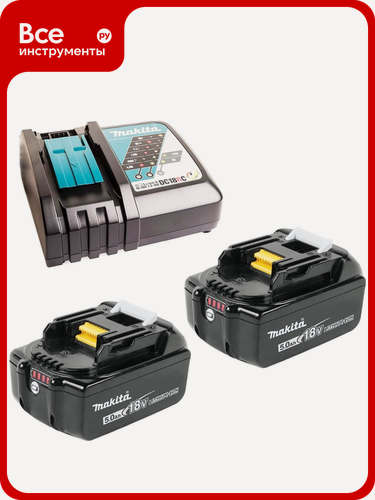 Изображение товара Аккумулятор, Ач, 191L74-5 (2 шт; 18В; 5.0 Ач; Li-Ion) с зарядным устройством