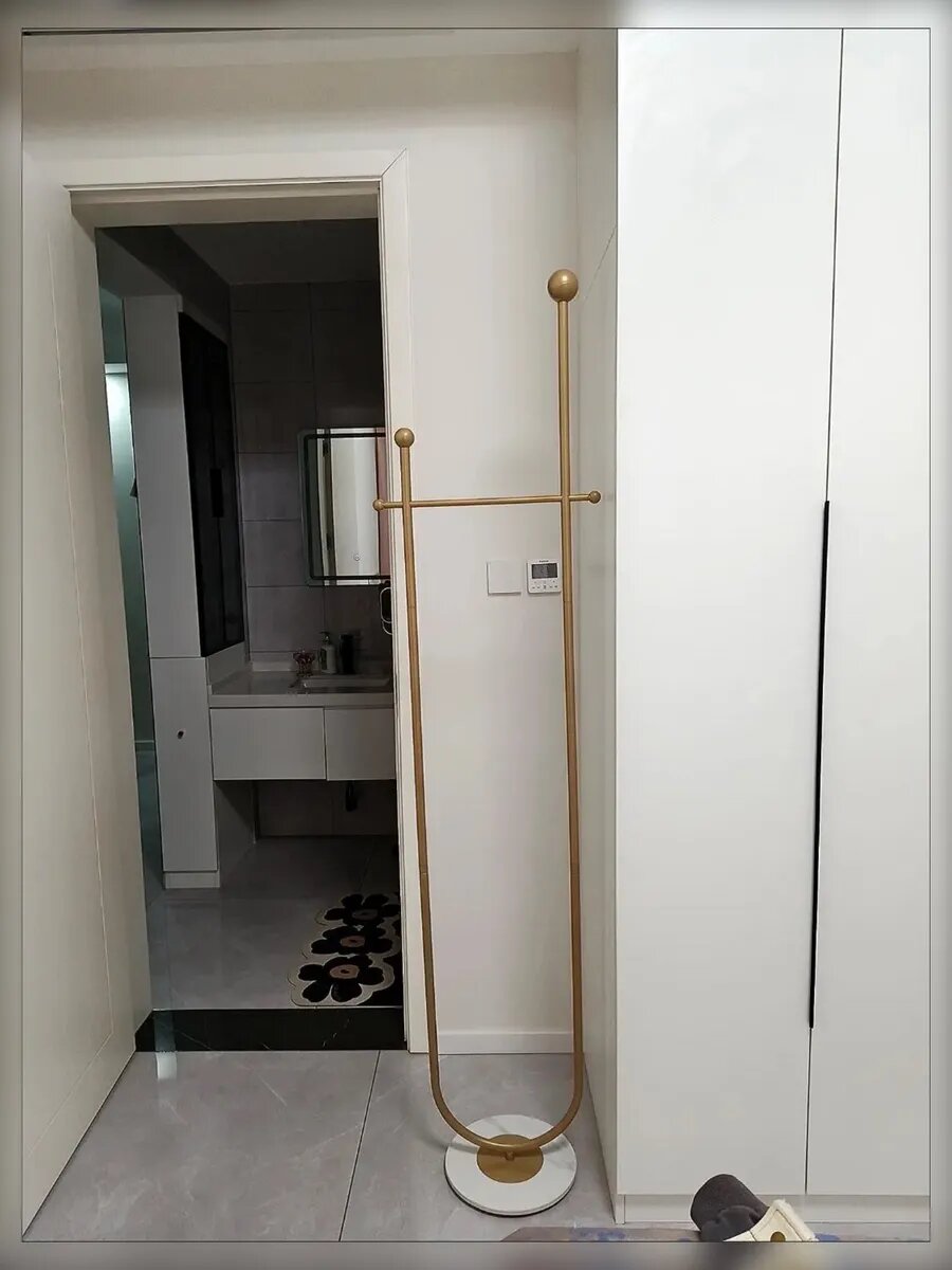 Вешалка напольная, 191 см х 33 см х 33 см золотистая без полки — фото 1