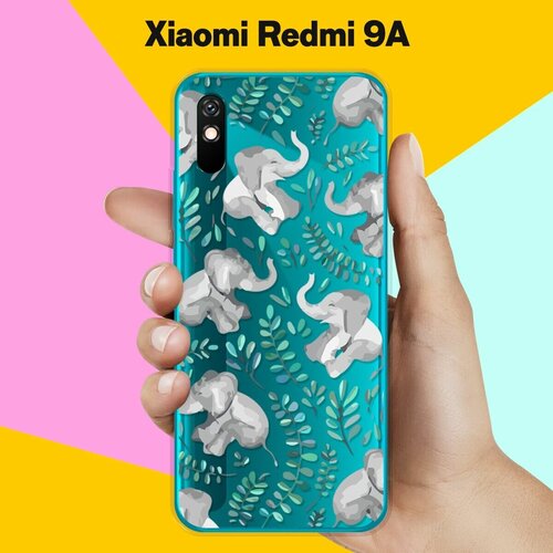 Силиконовый чехол Узор из слонов на Xiaomi Redmi 9A силиконовый чехол узор из ленивцев на xiaomi redmi 9a