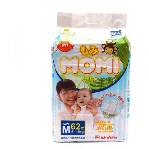 MOMI Подгузники MOMI размер M ( 6-11 кг), 62 шт