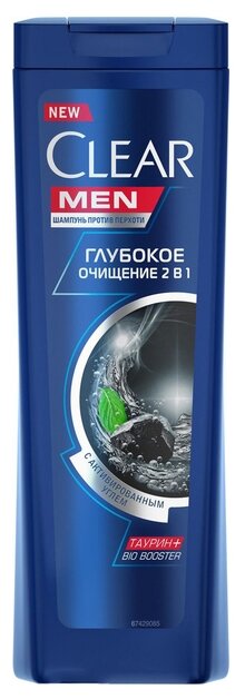 Clear шампунь 2 в 1 против перхоти для мужчин Глубокое очищение, 200 мл