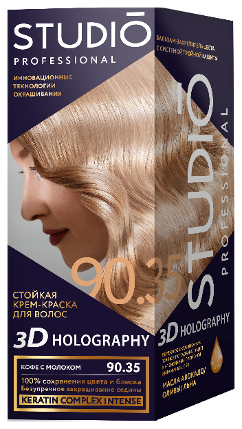 Essem Hair Studio Professional 3D Holography стойкая крем-краска для волос, 90.35 Кофе с молоком, 115 мл