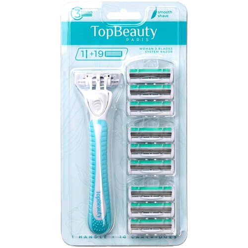 TopBeauty Paris Slim бритвенный станок с кассетами, 1 шт., с 19 сменными лезвиями в комплекте
