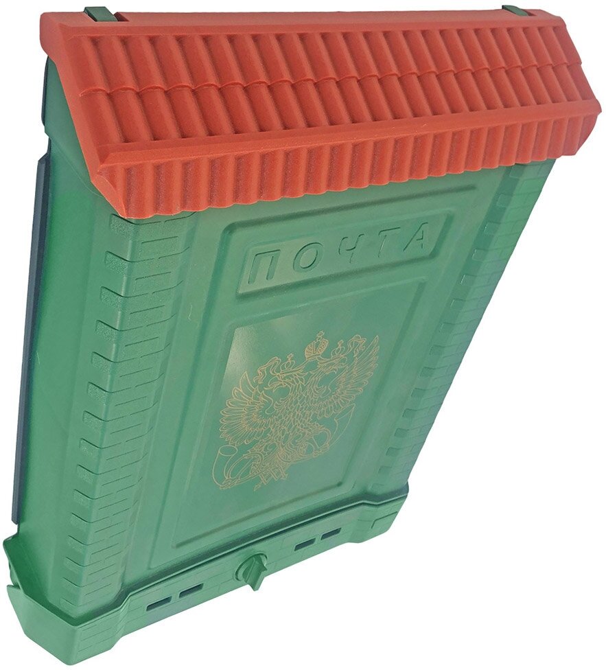 Ящик почтовый пластмассовый "Премиум с орлом" 28х7,5х39см, с накладкой, зеленый - фотография № 4