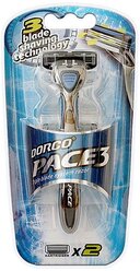 Бритвенный станок Dorco Pace 3, сменные кассеты 2 шт.