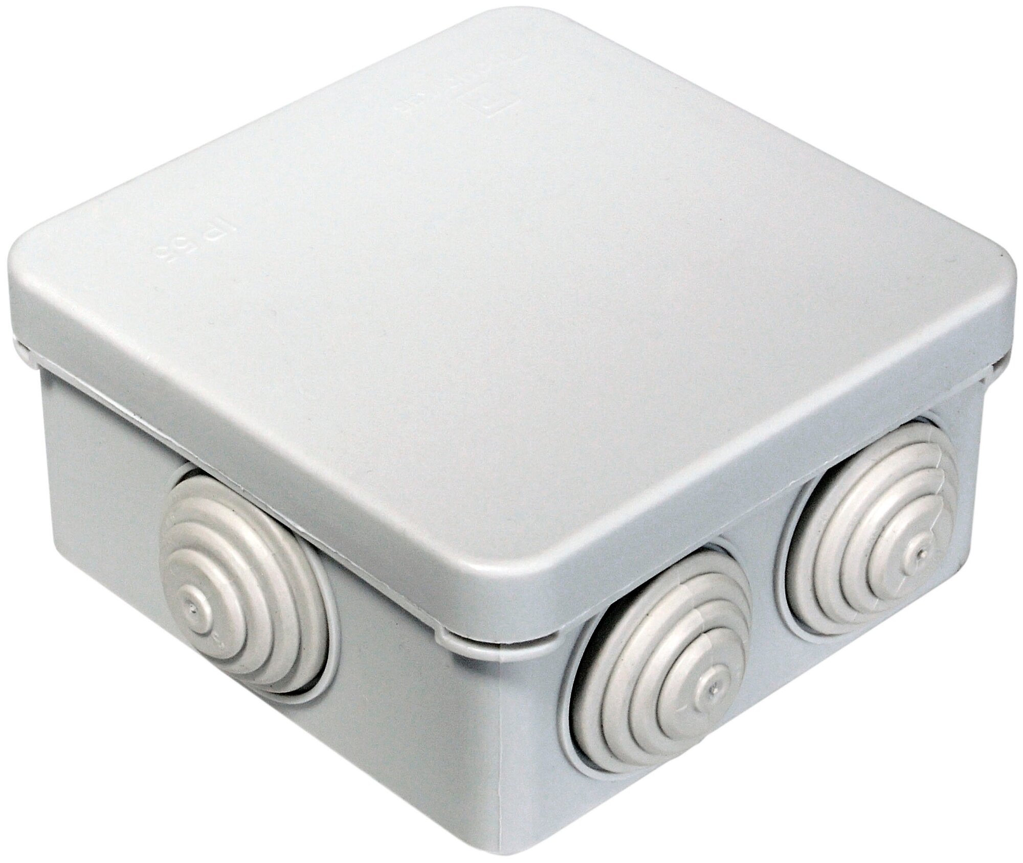 Коробка разветвительная 80х80х40 о/у серая с 6 кабельными вводами безгалогенная (HF) IP55 С3В87 КР2603 Промрукав