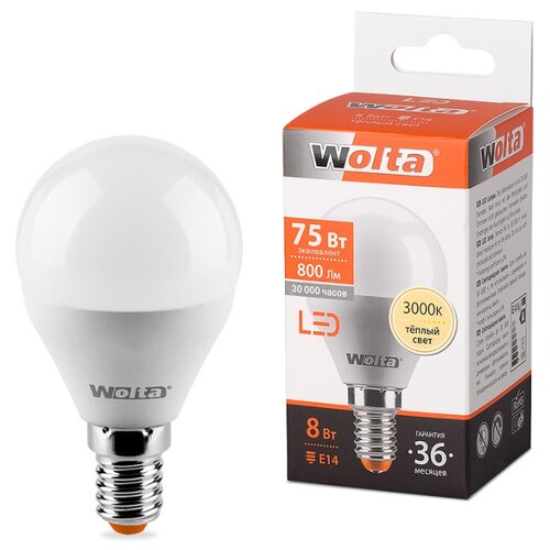 фото Лампочка wolta led g45 e14 8w