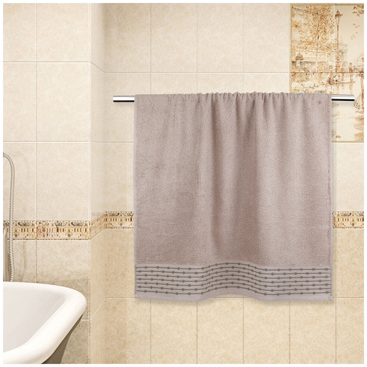 Махровое полотенце для рук и лица Нюанс 50* 80 см дымчатое - фотография № 1