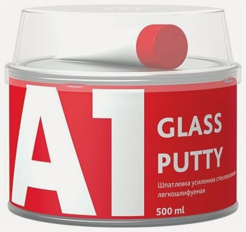 Изображение товара Шпатлёвка A1 GLASS PUTTY, усиленная стекловолокном, 0.9кг, белая