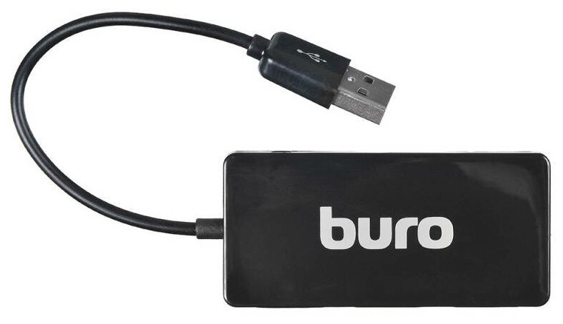 Разветвитель USB 2.0 Buro BU-HUB4-U2.0-Slim 4порт. черный