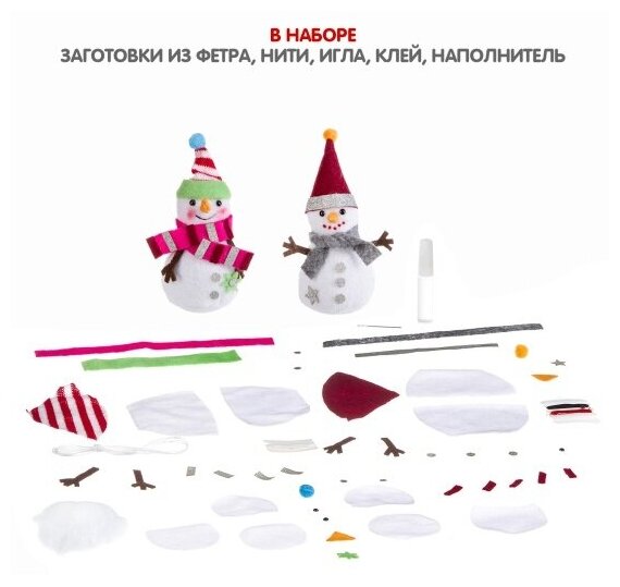 Набор Елочные игрушки из фетра "Снеговички" (ВВ3092) - фото №3