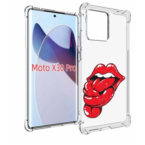 Чехол MyPads яркие губы с языком для Motorola Moto X30 Pro задняя-панель-накладка-бампер
