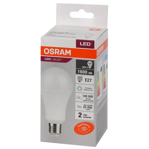 Лампа светодиодная OSRAM LED Value A, 1600лм, 20Вт (замена 150Вт), 6500К