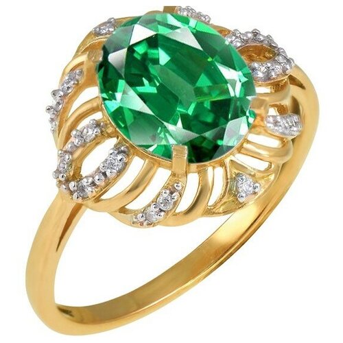 фото Кольцо diamond prime красное золото, 585 проба, бриллиант, изумруд, размер 18.5, зеленый