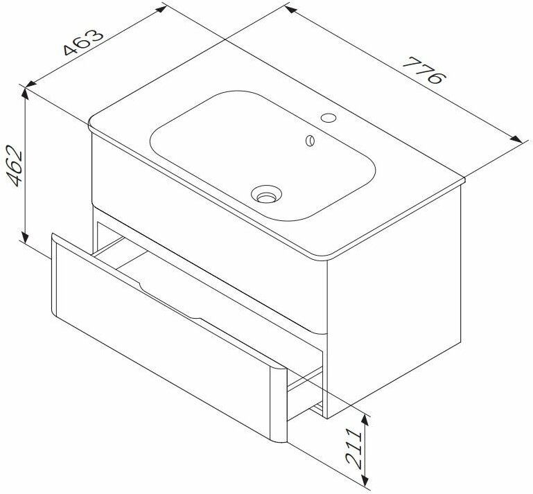 Раковина Am.Pm Bliss D M55WPX0801WG 80 см