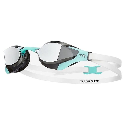 Очки для плавания TYR Tracer-X RZR Racing Mirrored, арт. LGTRXRZM-718, зеркальные линзы, черно-бирюзовая оправа
