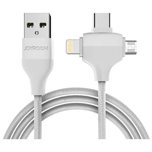 фото Кабель JoyRoom Xu series 3in1 USB - Lighting/microUSB/USB Type-C 1.2 м белый