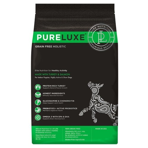 фото Корм для собак PureLuxe (10.89 кг) Elite Nutrition for healthy activity dogs with turkey & salmon