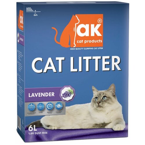 AK Cat Lavander Комкующийся бентонитовый наполнитель с ароматом лаванды 6л