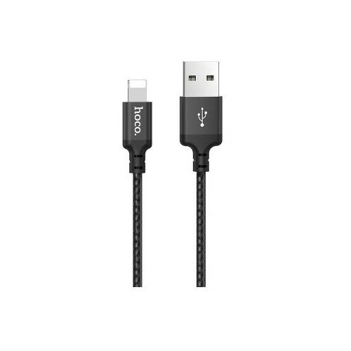 HOCO кабели HC-62820 X14 USB кабель Lightning 1m 2A Нейлон Black hoco hc 80183 x26 usb кабель lightning 1m 2a нейлон black