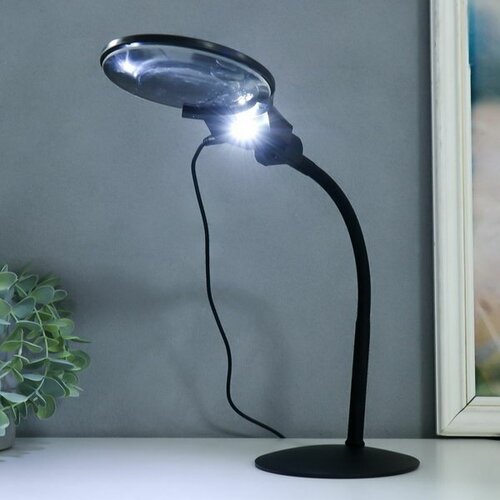Лампа-лупа х3 х4.5 для творчества LED от 3LR1130 линзы d=2.1 и 11 см чёрный