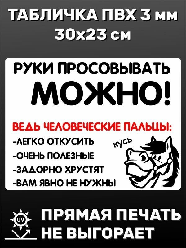 Табличка информационная Руки просовывать можно 30х23 см