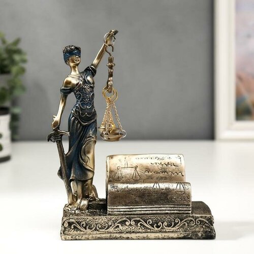 Сувенир полистоун визитница Фемида - богиня правосудия 18х13,5х5 см статуэтка с часами veronese фемида богиня правосудия bronze ws 696
